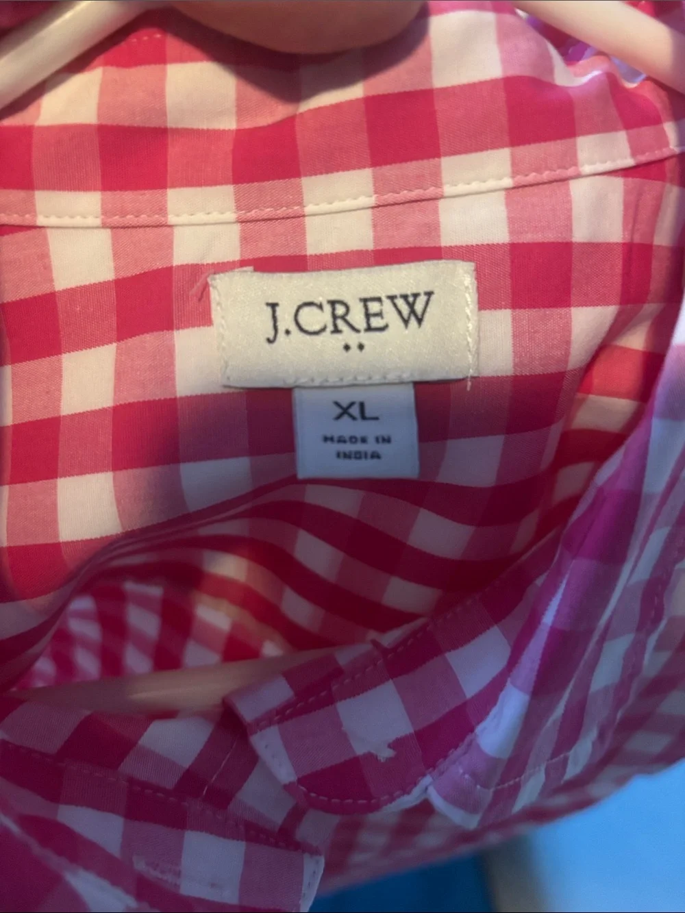 J. Crew Pink and White Gingham Button-Down Shirt